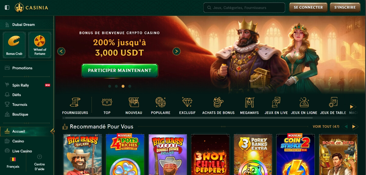 Casinia Casino est fiable, clair, excellent pour jouer longtemps