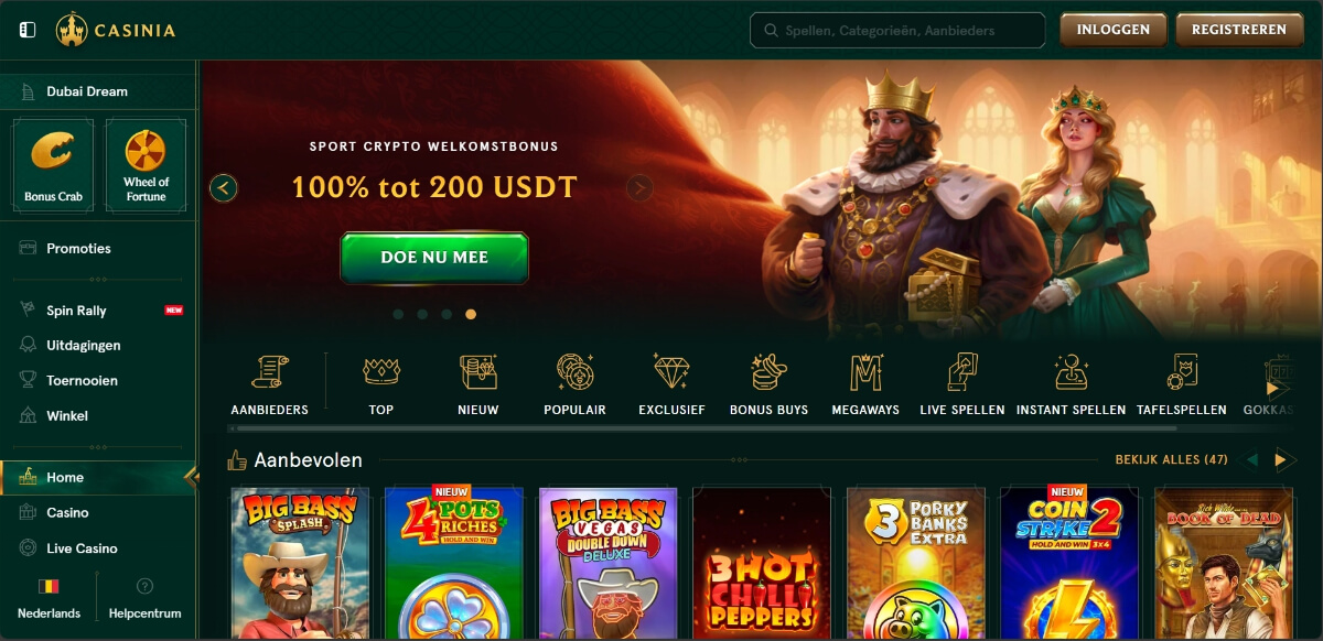 Casinia is een platform voor spelers die op zoek zijn naar slots, live games, dobbelspellen en eventueel ook sportweddenschappen.