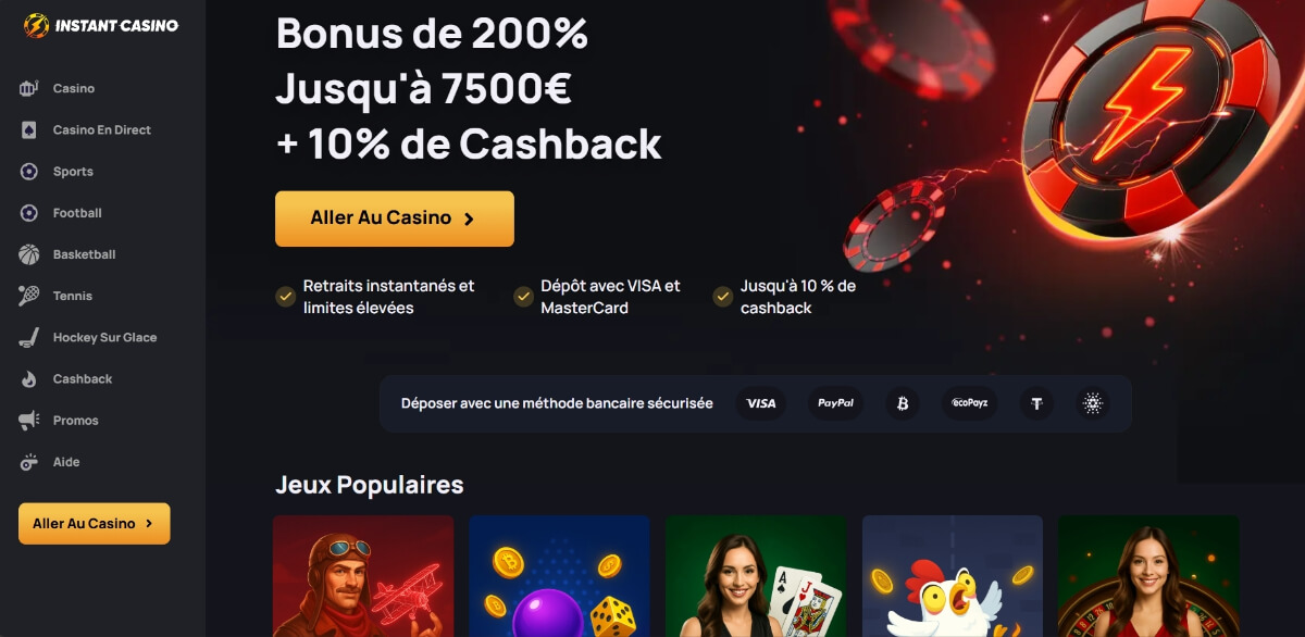 Instant Casino c’est un casino spécialisé dans la rapidité, autant pour les jeux que pour les retraits.